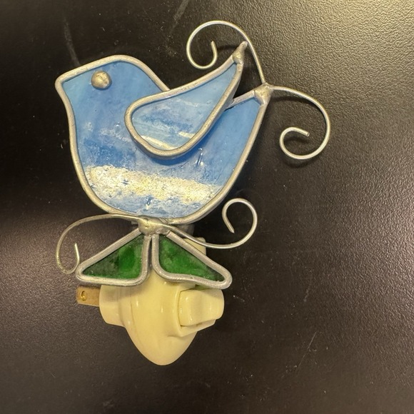 The Unbranded Brand Other - VINTAGE STAINED GLASS NIGHT LIGHT‎ Blue Bird